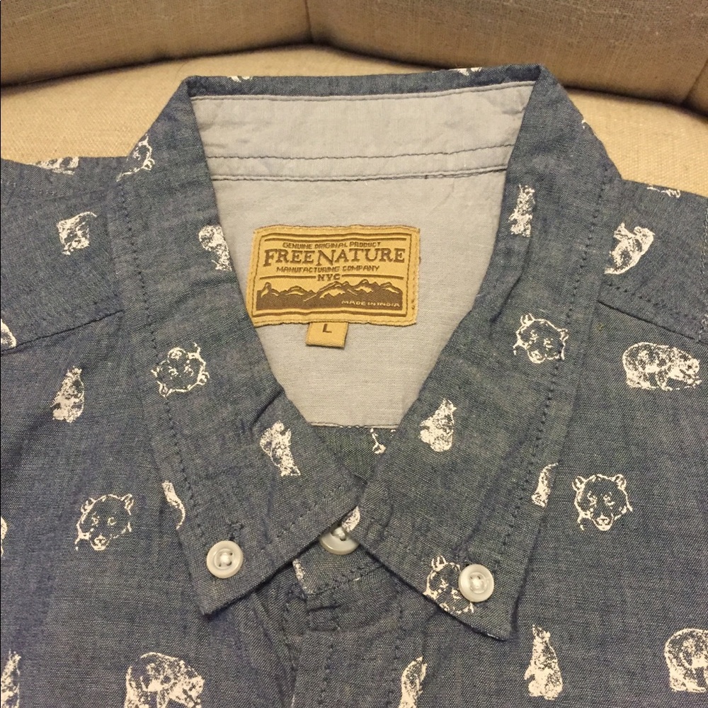Bear pattern short sleeve button down
